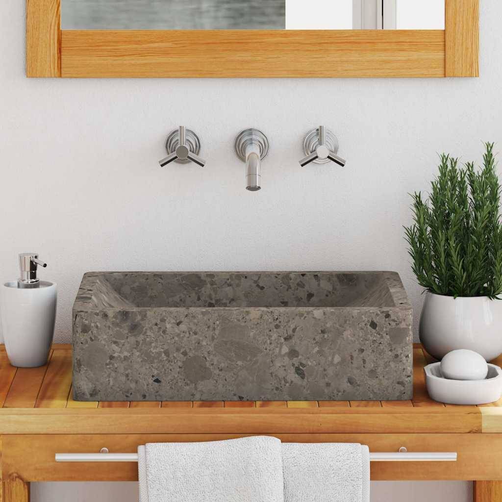 vidaXL Waschbecken 45x30x12 cm Marmor Hochglanz-Grau