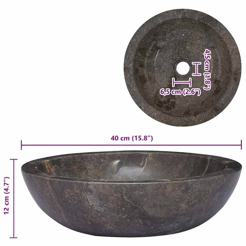 vidaXL Waschbecken Grau Ø40x12 cm Marmor