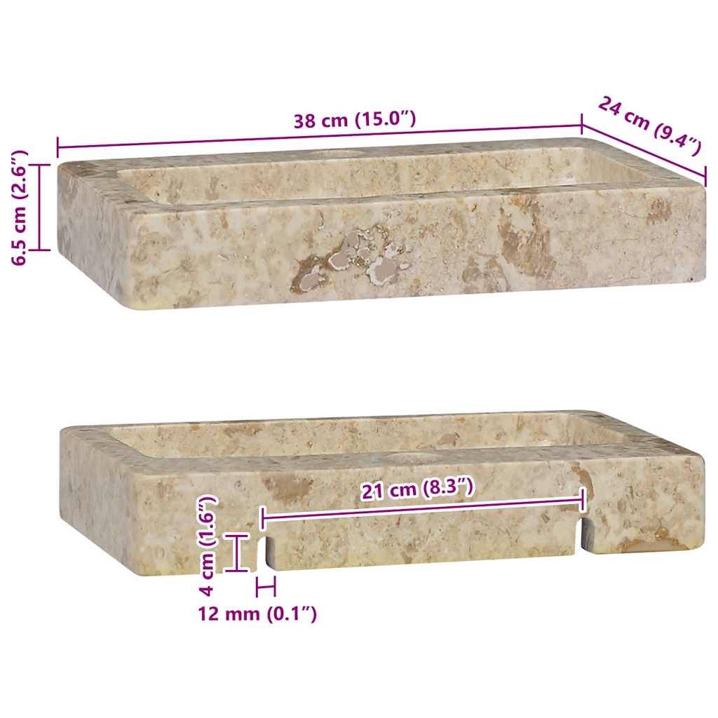 vidaXL Wandwaschbecken Creme 38x24x6,5 cm Marmor