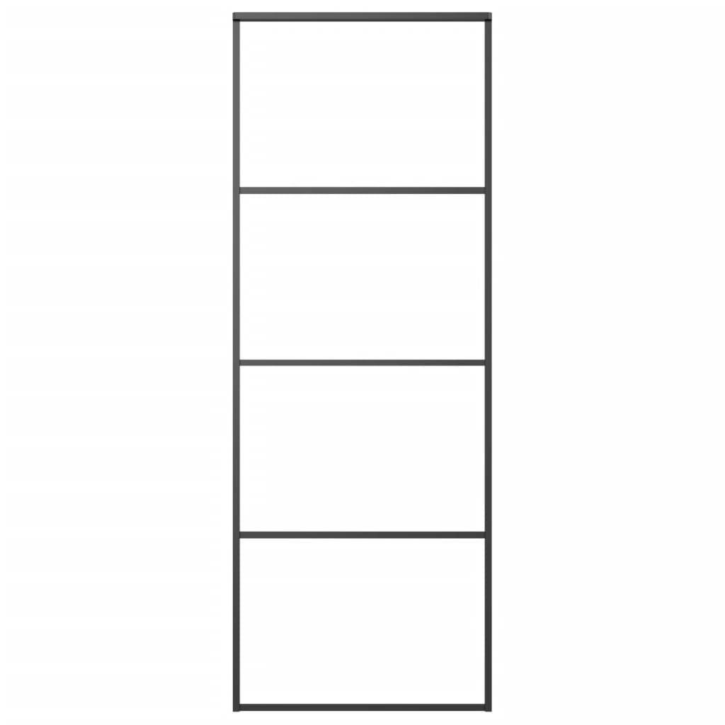 vidaXL Schiebetür Aluminium und ESG Glas 76x205 cm Schwarz