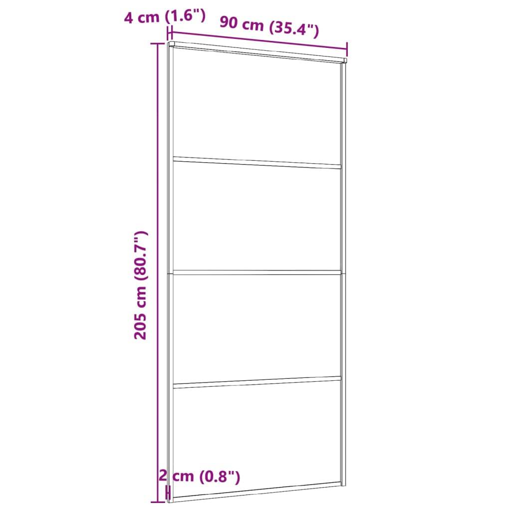 vidaXL Schiebetür Aluminium und ESG Glas 90x205 cm Schwarz