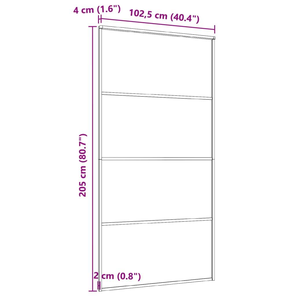 vidaXL Schiebetür Aluminium und ESG Glas 102,5x205 cm Schwarz