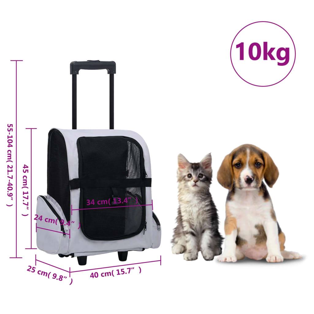 vidaXL Trolley für Haustiere 3-in-1 Faltbar Grau