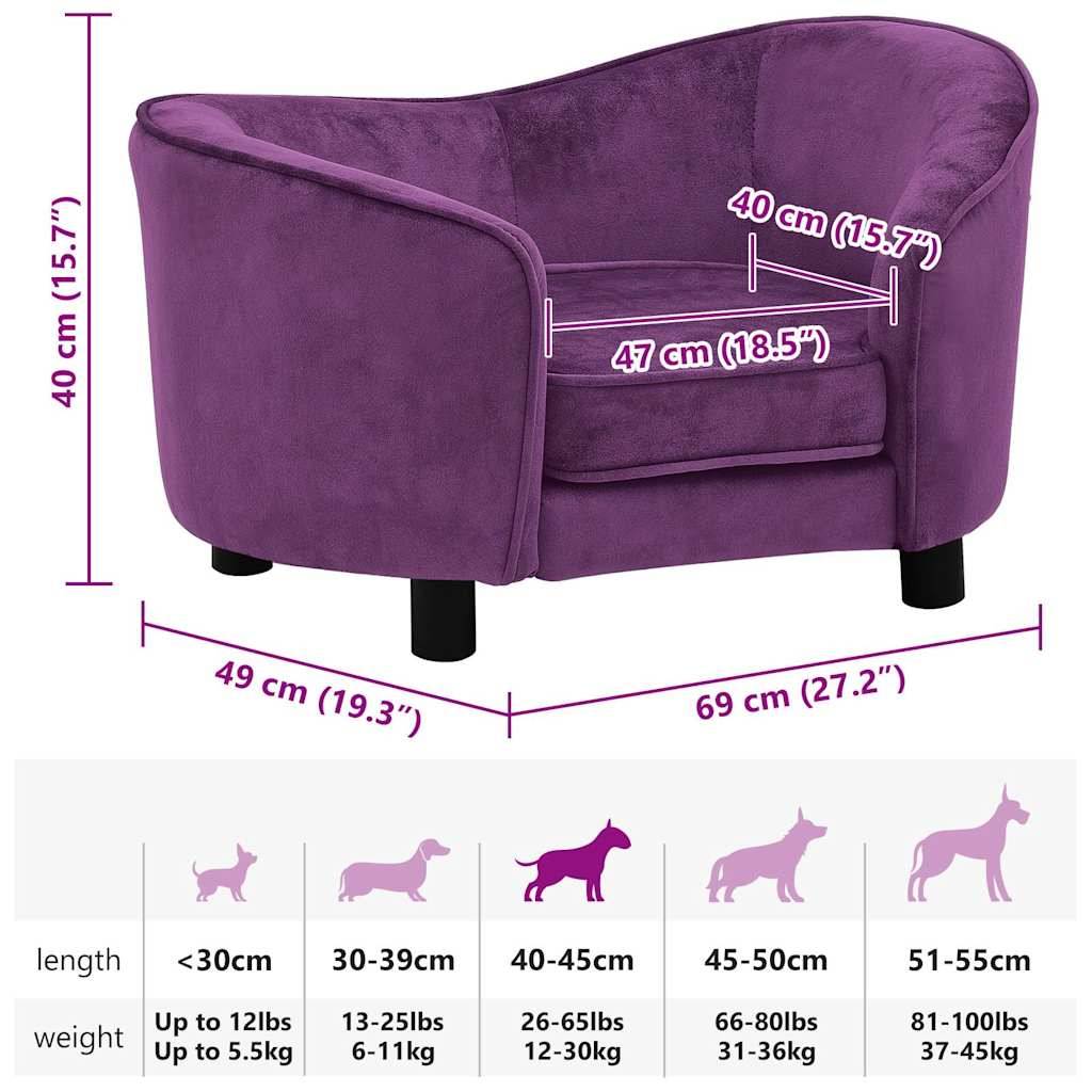 vidaXL Hundesofa Burgunderrot 69x49x40 cm Plüsch