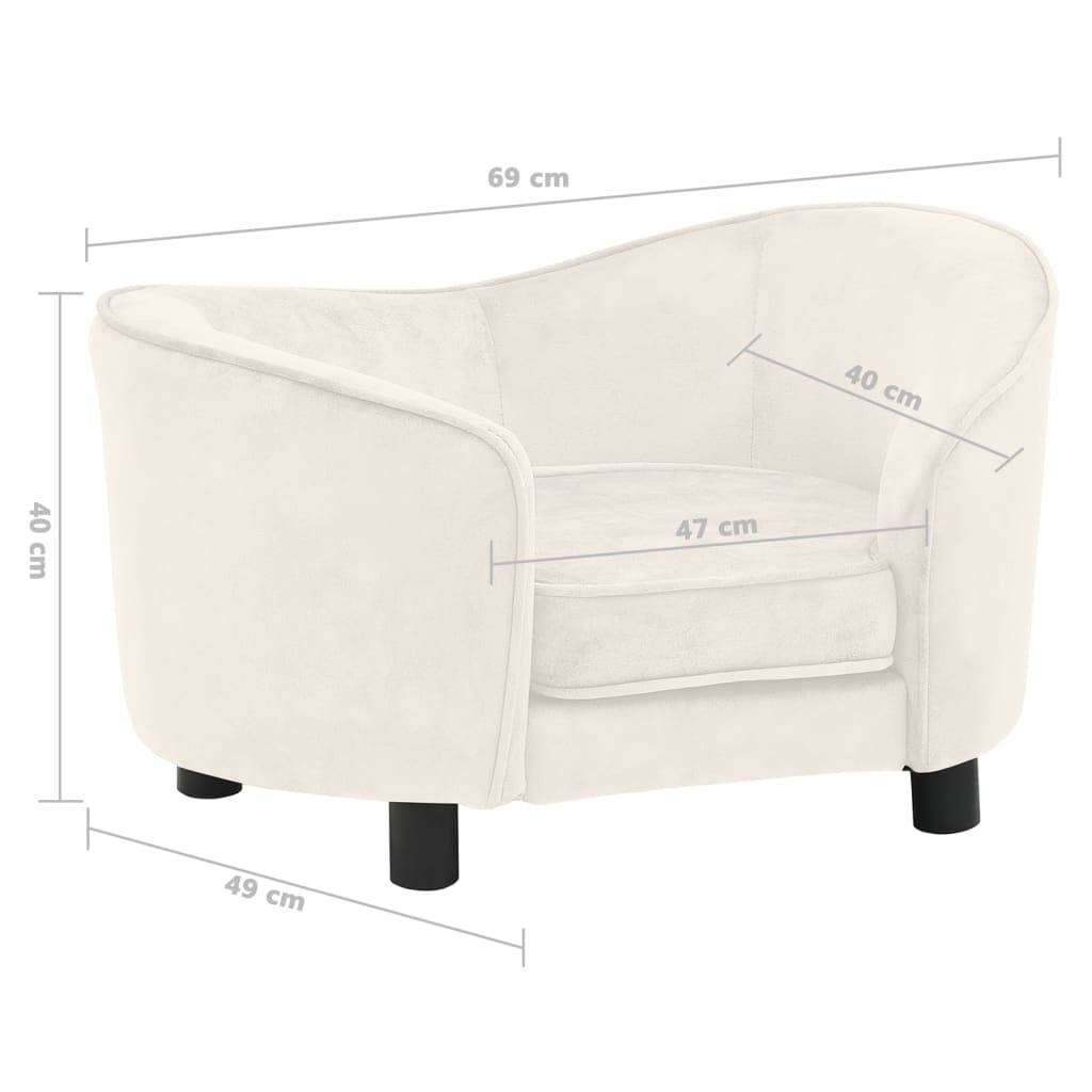 vidaXL Hundesofa Creme 69x49x40 cm Plüsch