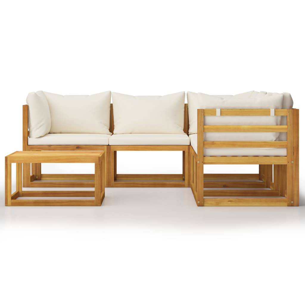 vidaXL 6-tlg. Garten-Lounge-Set mit Auflagen Creme Massivholz Akazie