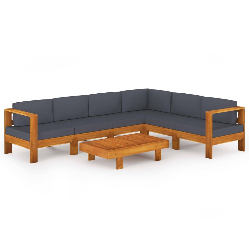 vidaXL 7-tlg. Garten-Lounge-Set mit Dunkelgrauen Auflagen Akazienholz