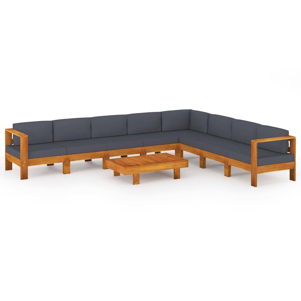 vidaXL 9-tlg. Garten-Lounge-Set mit Dunkelgrauen Auflagen Akazienholz