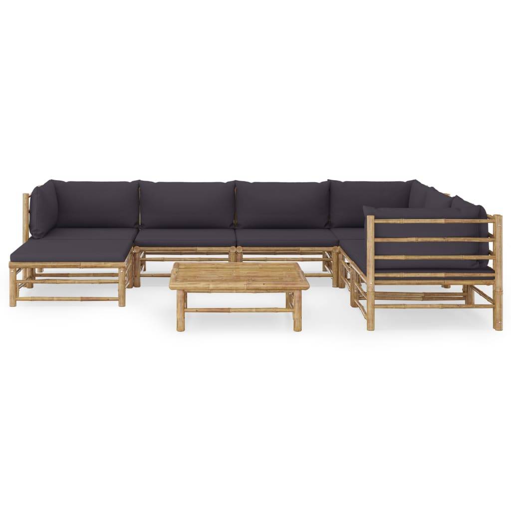 vidaXL 8-tlg. Garten-Lounge-Set mit Dunkelgrauen Kissen Bambus