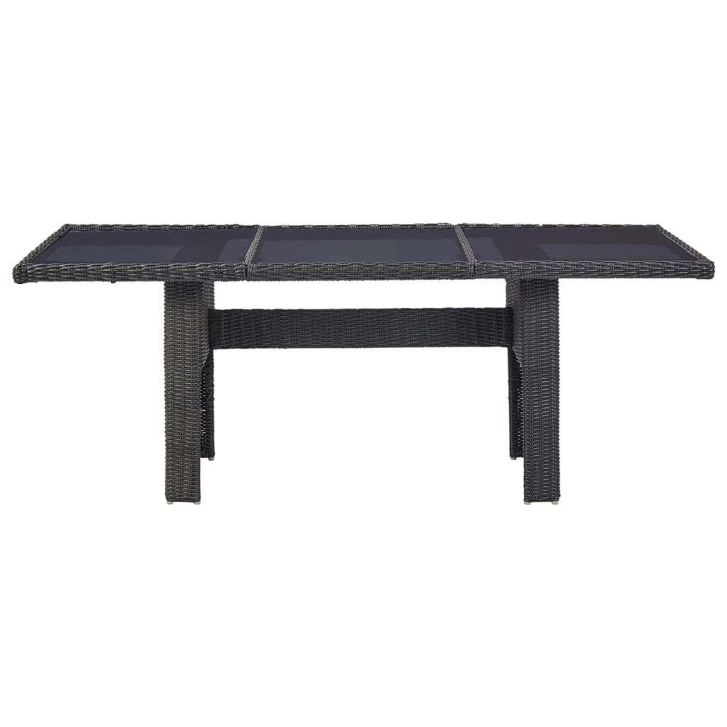 vidaXL Garten-Esstisch Schwarz 200x100x74 cm Glas und Poly Rattan