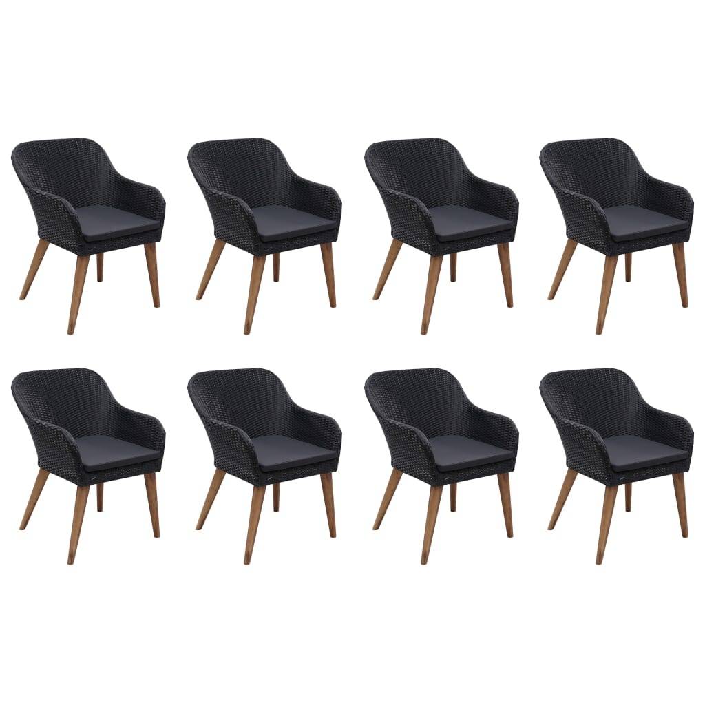 vidaXL 9-tlg. Garten-Essgruppe Poly Rattan Schwarz