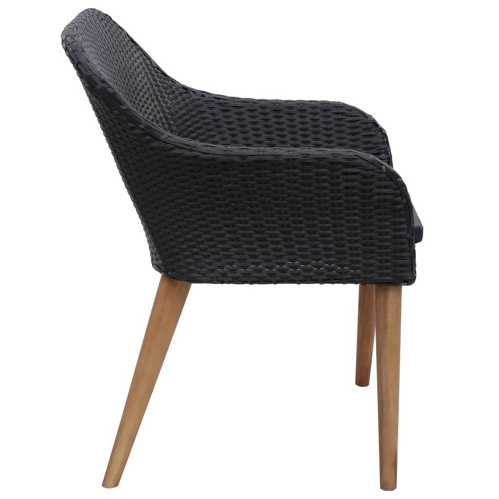 vidaXL 9-tlg. Garten-Essgruppe Poly Rattan Schwarz