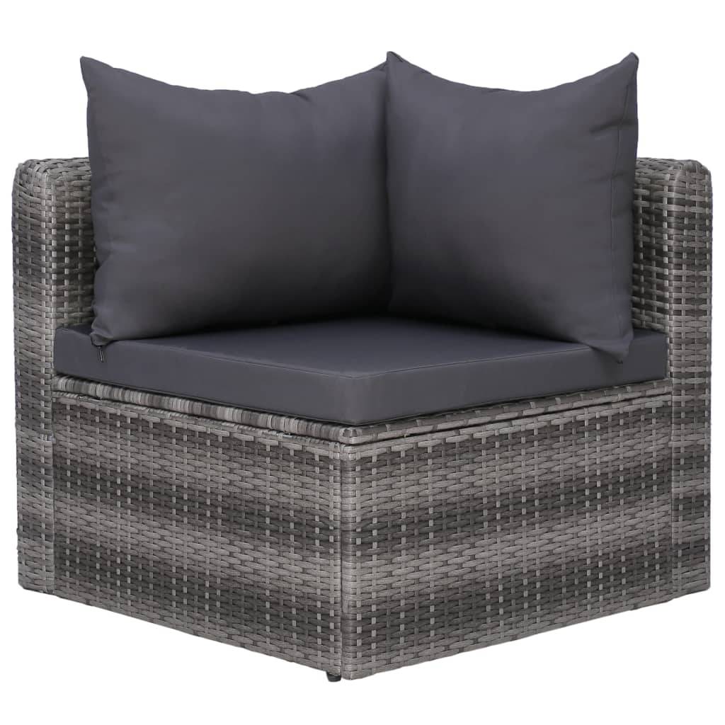 vidaXL 9-tlg. Garten-Lounge-Set mit Kissen Poly Rattan Grau