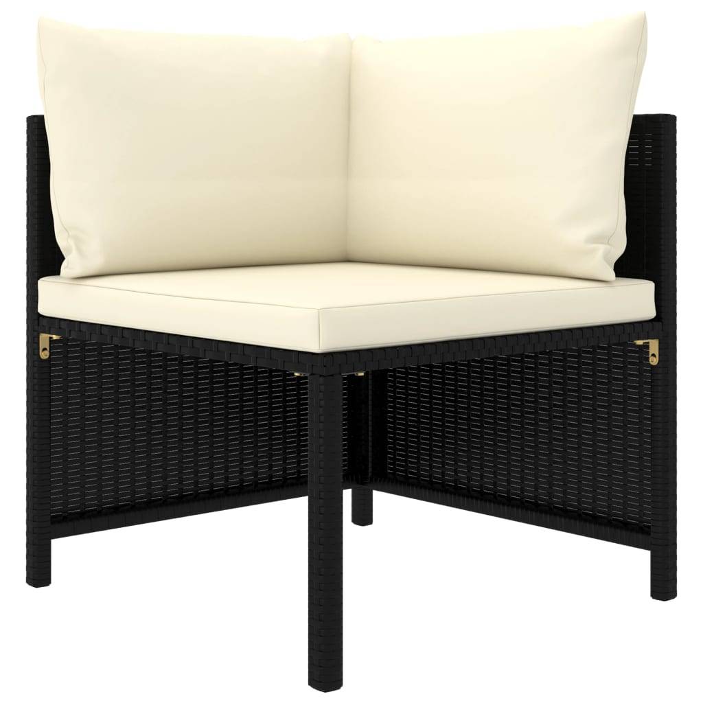 vidaXL 5-tlg. Garten-Lounge-Set mit Kissen Poly Rattan Schwarz