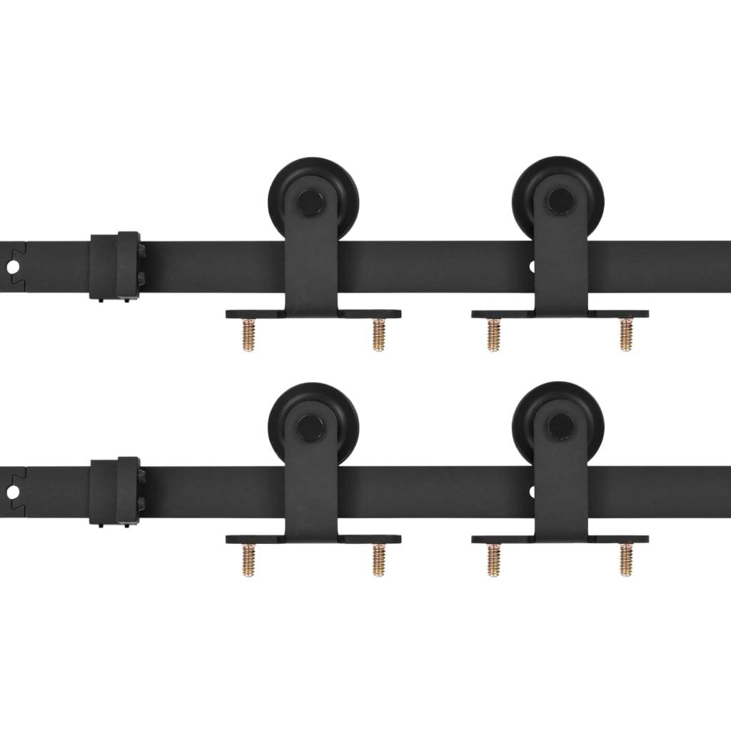 vidaXL Schiebetür-Beschlagsätze 2 Stk. 183 cm Stahl Schwarz