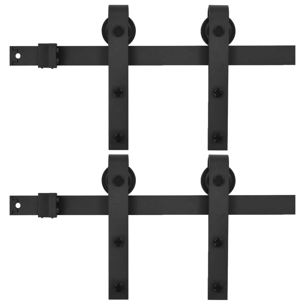 vidaXL Schiebetür-Beschlagsätze 2 Stk. 183 cm Stahl Schwarz