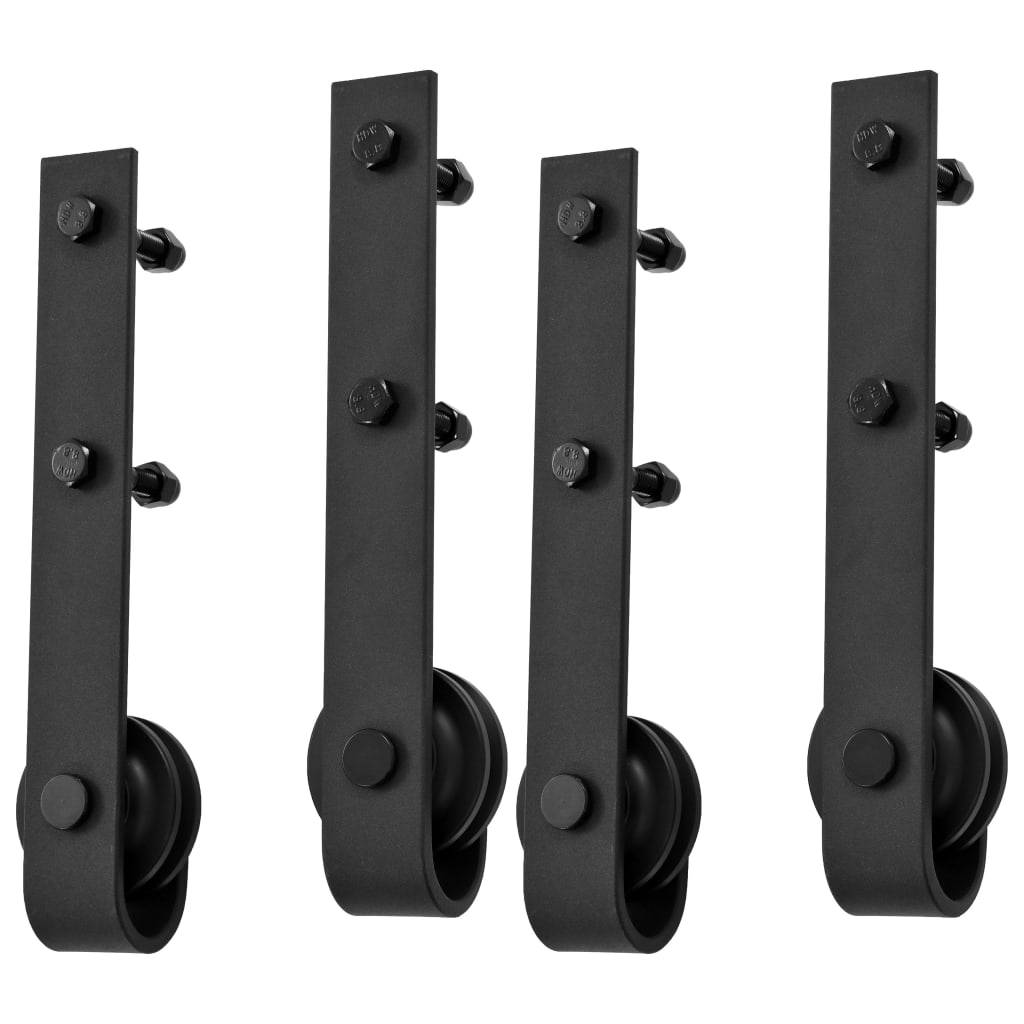 vidaXL Schiebetür-Beschlagsätze 2 Stk. 183 cm Stahl Schwarz
