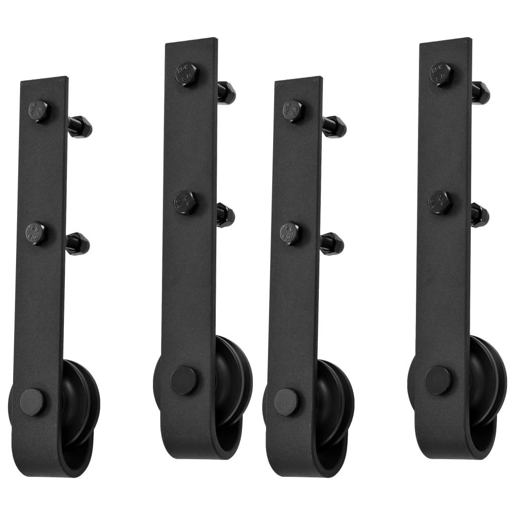vidaXL Schiebetür-Beschlagsätze 2 Stk. 200 cm Stahl Schwarz