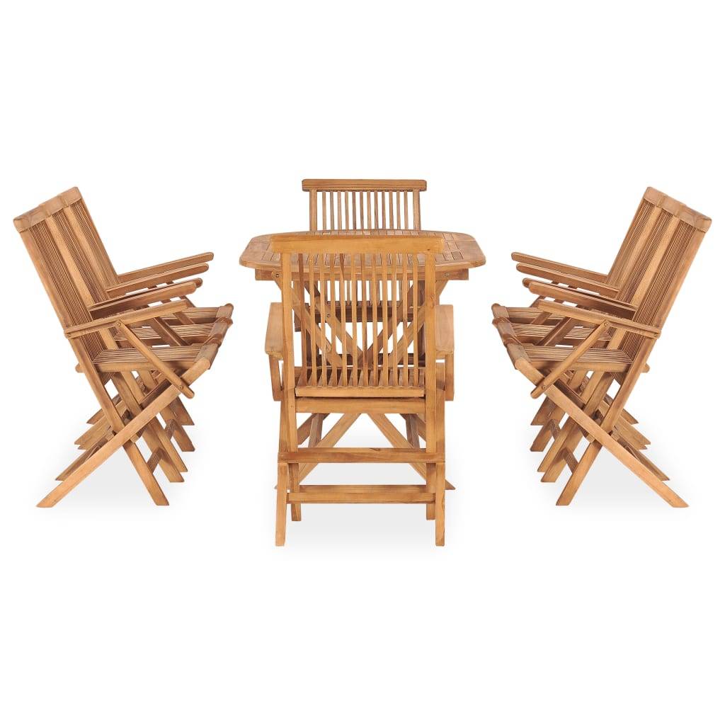 vidaXL 9-tlg. Garten-Essgruppe Klappbar Massivholz Teak