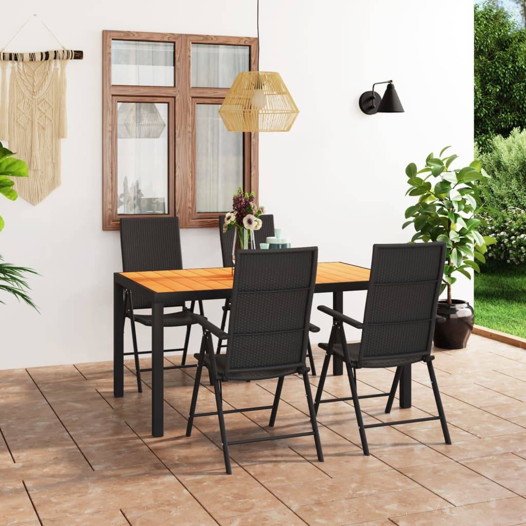 vidaXL 5-tlg. Garten-Essgruppe Schwarz und Braun