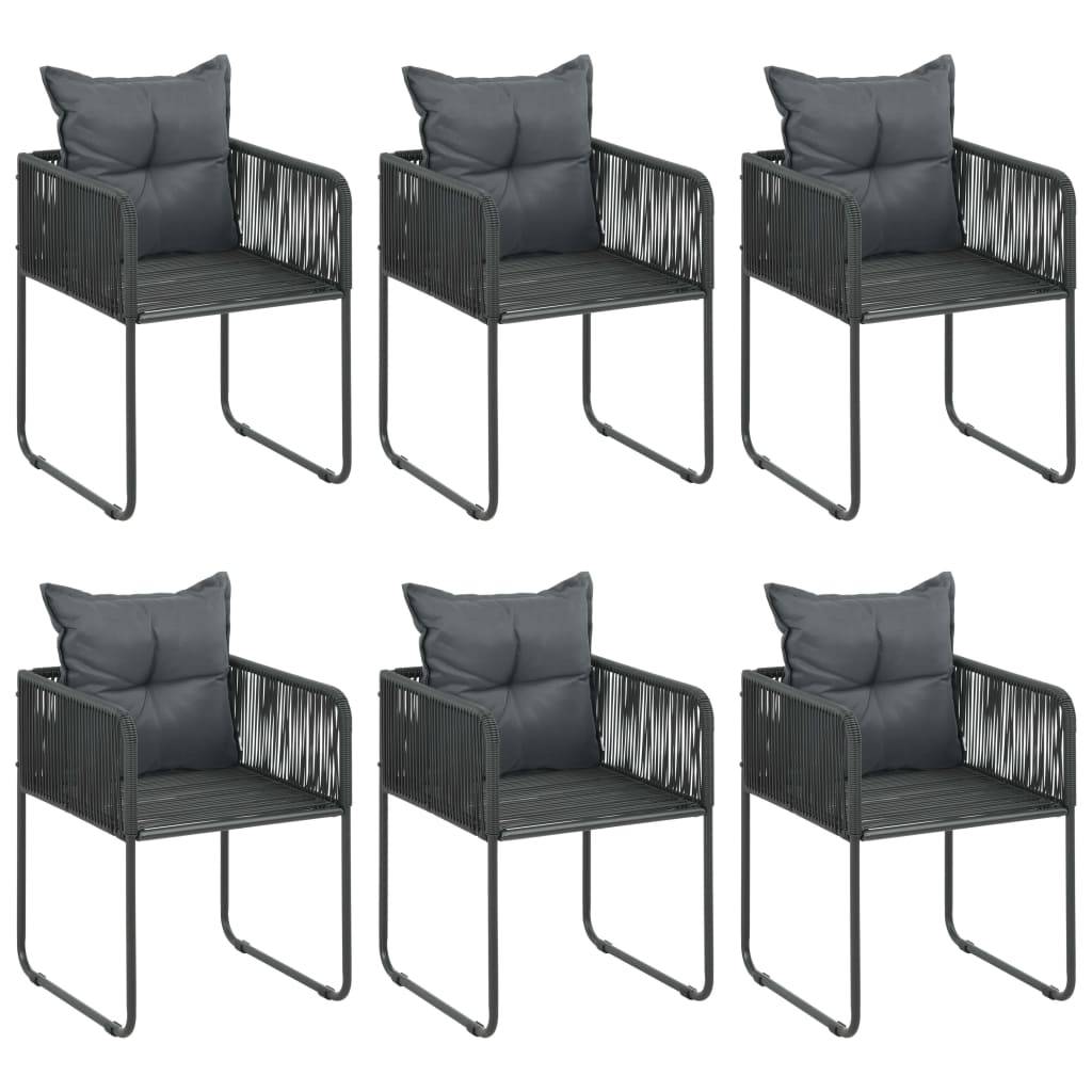 vidaXL 7-tlg. Garten-Essgruppe PVC Rattan Schwarz