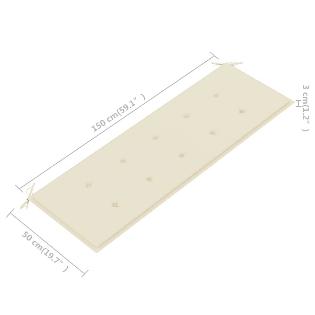 vidaXL 3-Sitzer-Gartenbank mit Auflage 150 cm Massivholz Eukalyptus