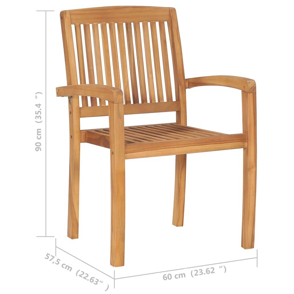 vidaXL Gartenstühle 2 Stk. mit Cremeweißen Kissen Massivholz Teak