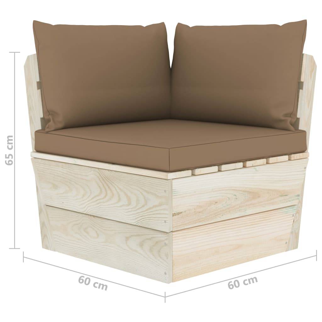 vidaXL Garten-Palettensofa 2-Sitzer mit Kissen Fichtenholz