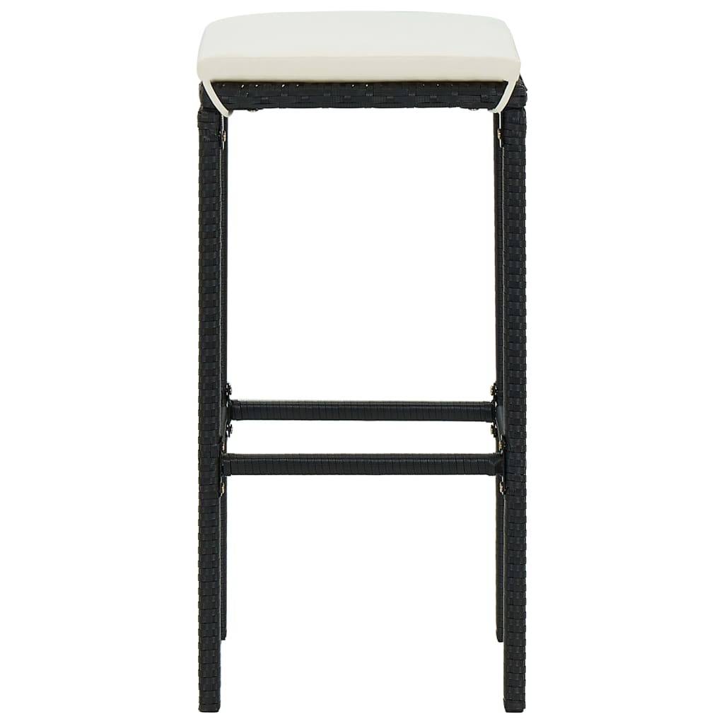 vidaXL 3-tlg. Gartenbar-Set mit Kissen Schwarz