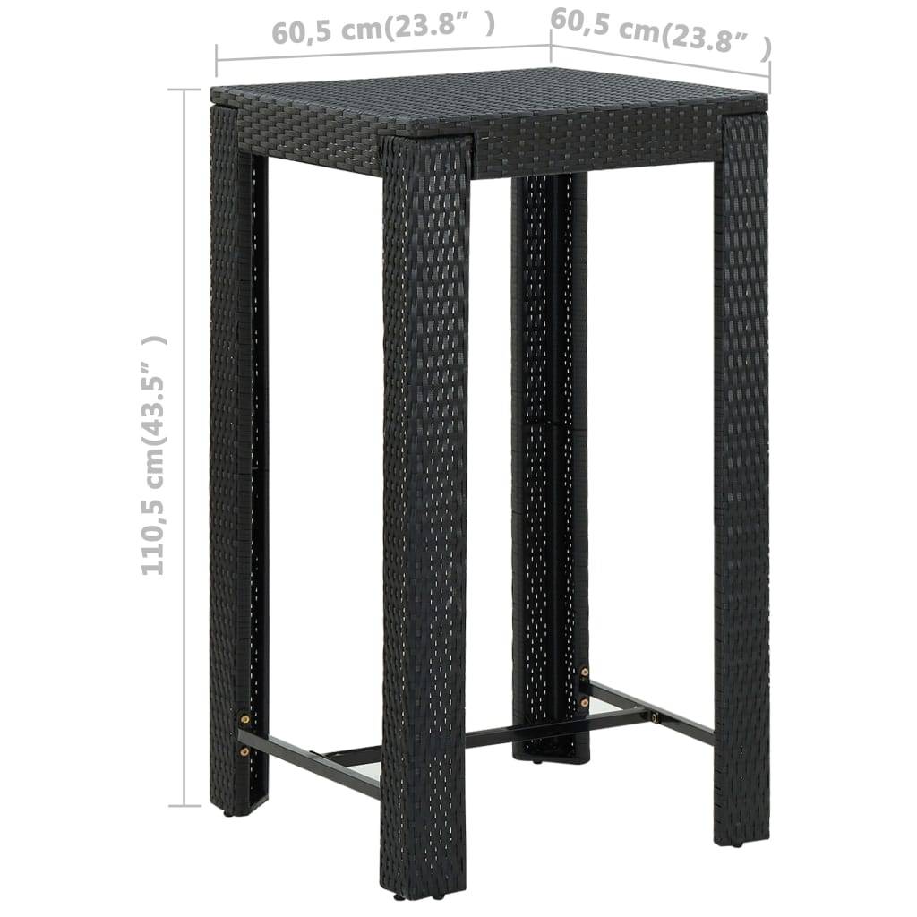 vidaXL 5-tlg. Gartenbar-Set mit Kissen Poly Rattan Schwarz