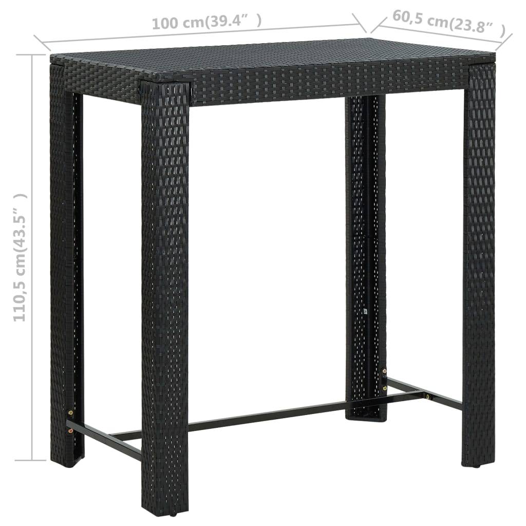 vidaXL Garten-Bartisch Schwarz 100x60,5x110,5 cm Poly Rattan