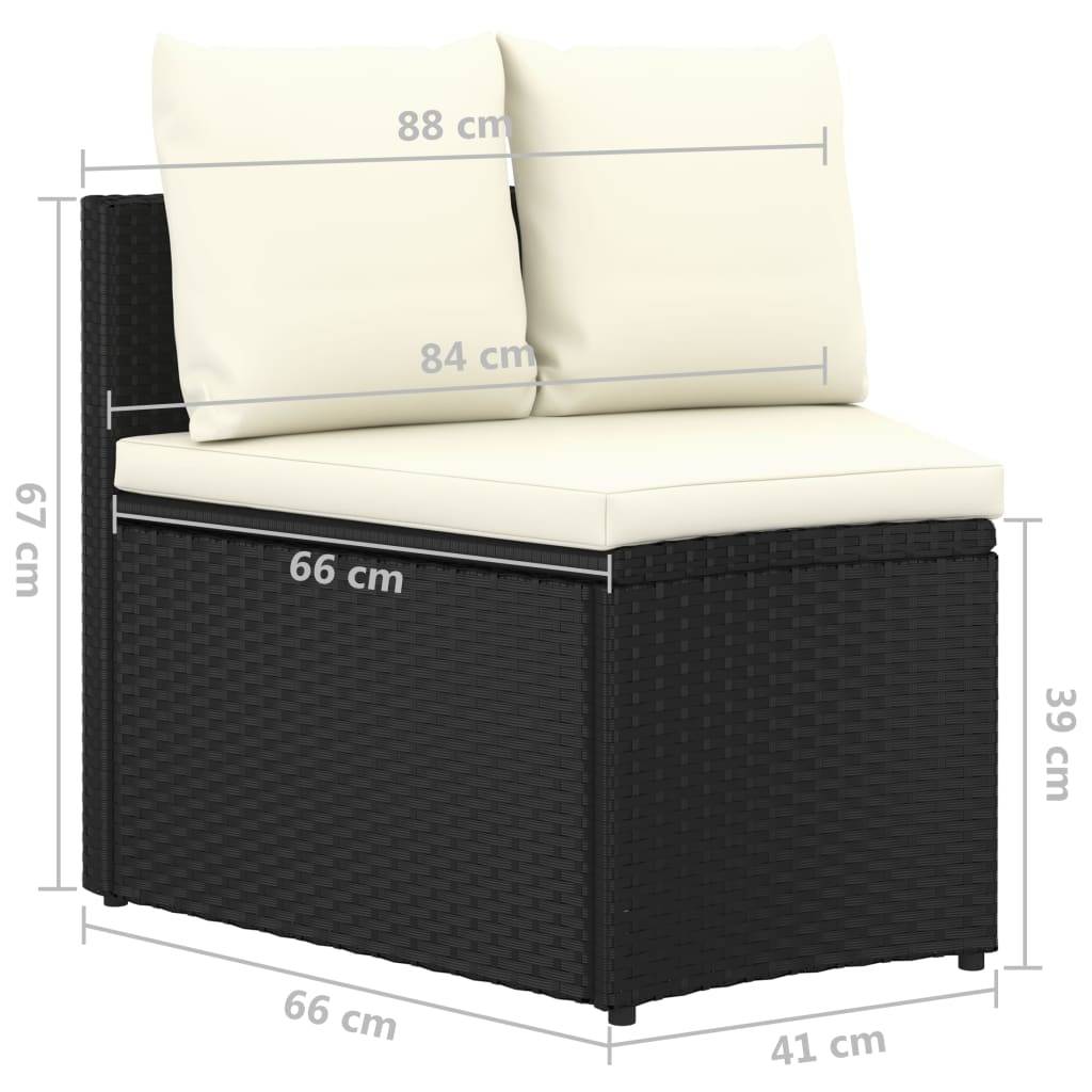 vidaXL 9-tlg. Garten-Sofagarnitur mit Auflagen Poly Rattan Schwarz