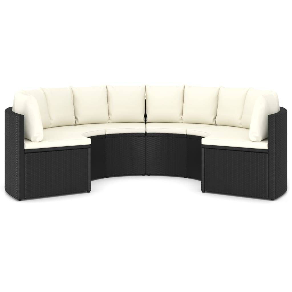 vidaXL 6-tlg. Garten-Sofagarnitur mit Auflagen Poly Rattan Schwarz