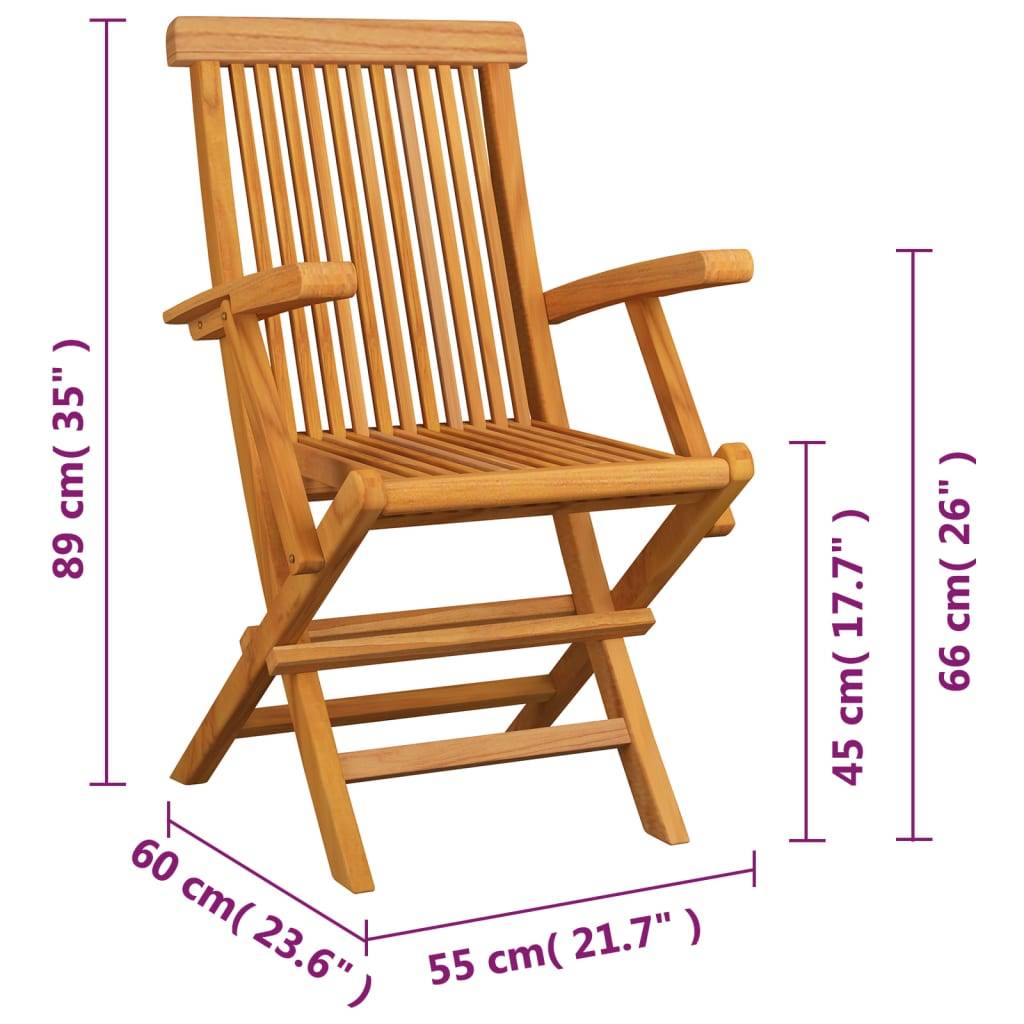 vidaXL Klappbare Gartenstühle 4 Stk. Massivholz Teak