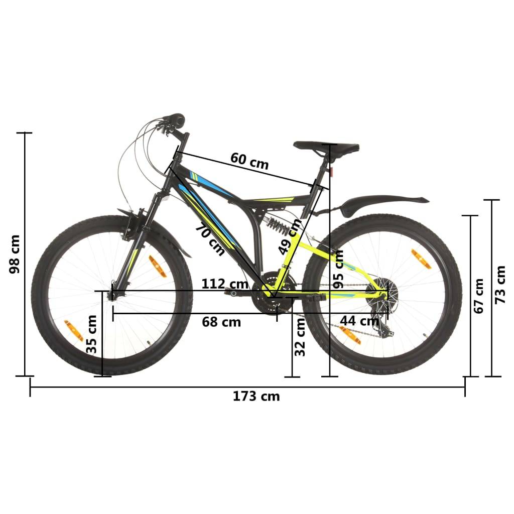 vidaXL Mountainbike 21 Gang 26 Zoll Rad 49 cm Schwarz