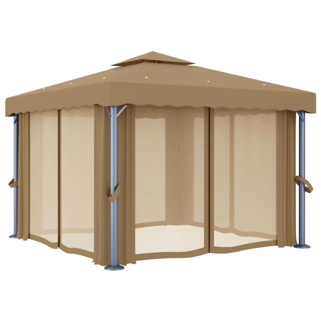 vidaXL Pavillon mit Vorhang 3x3 m Taupe Aluminium