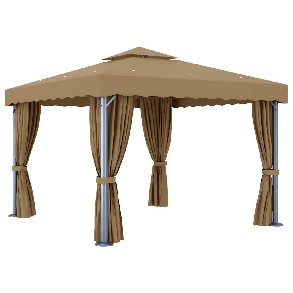 vidaXL Pavillon mit Vorhang 3x3 m Taupe Aluminium