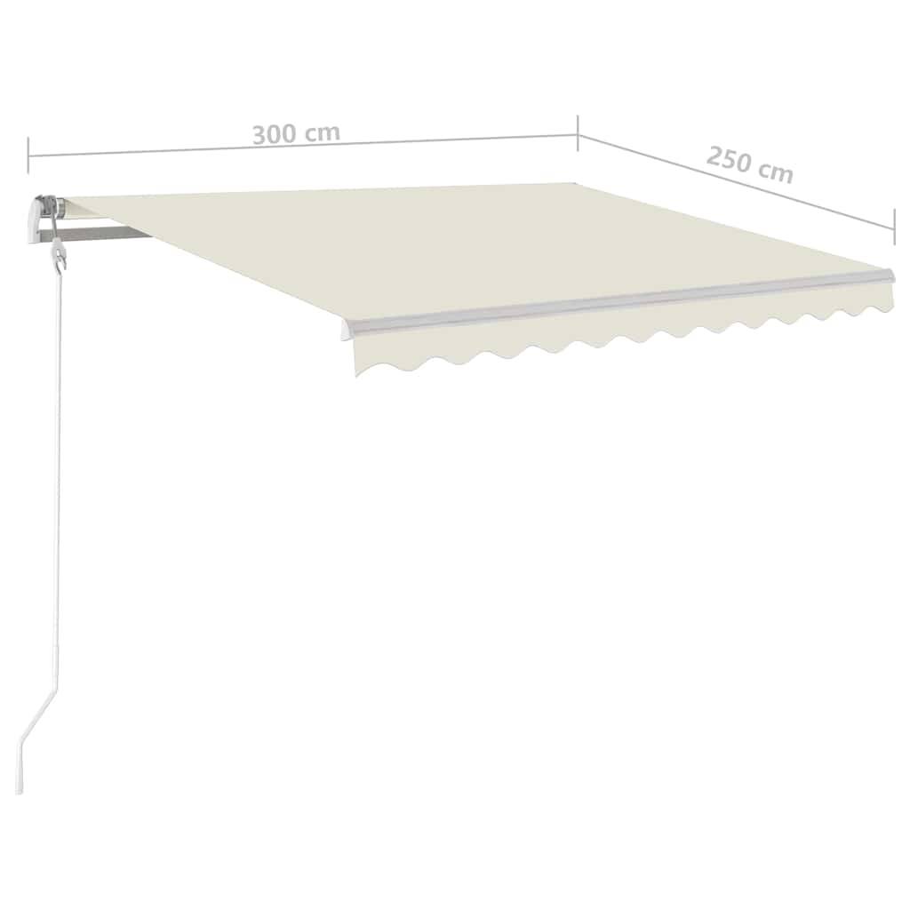 vidaXL Automatische Markise mit LED & Windsensor 300x250 cm Creme