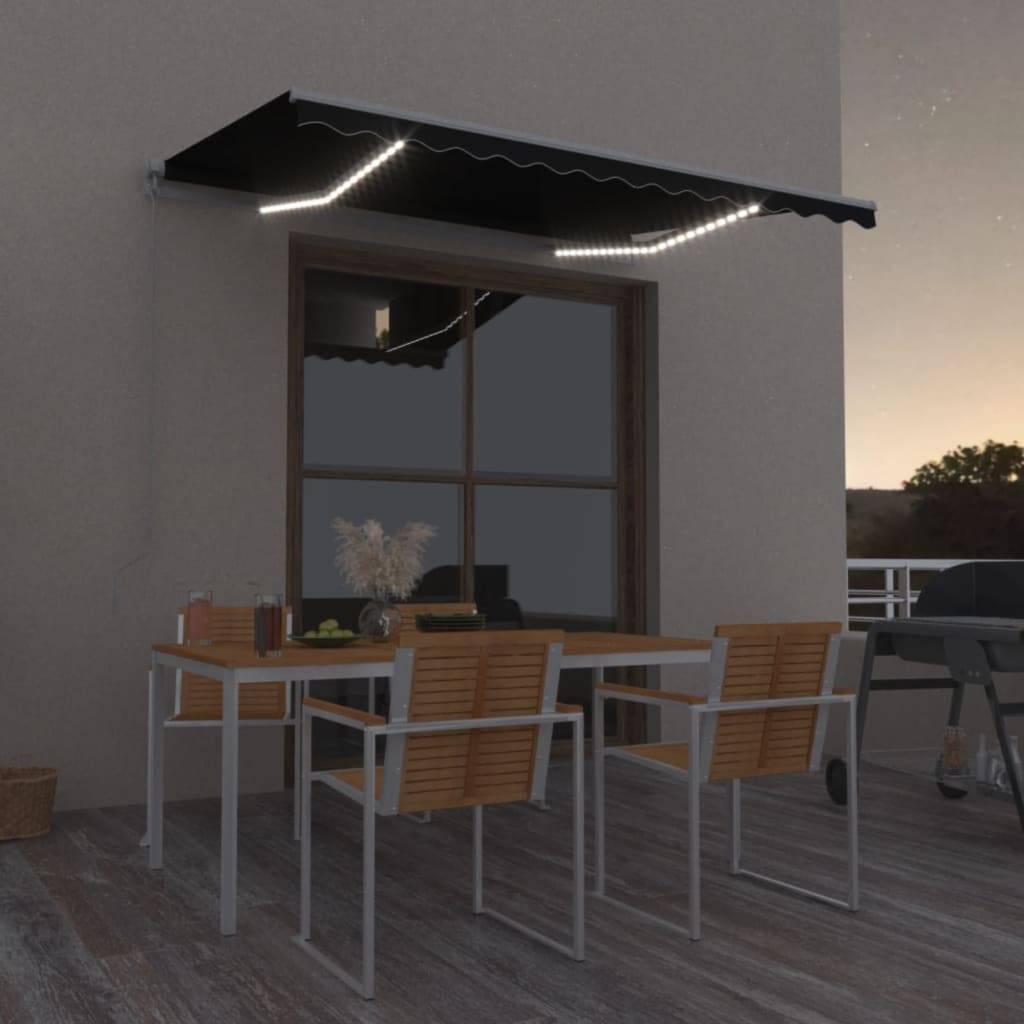 vidaXL Markise Manuell Einziehbar mit LED 350x250 cm Anthrazit
