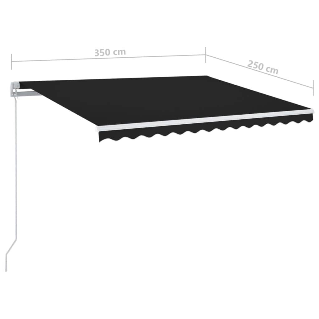 vidaXL Markise Manuell Einziehbar mit LED 350x250 cm Anthrazit