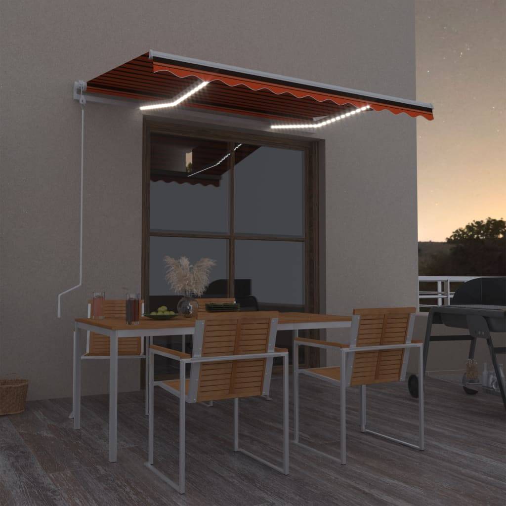 vidaXL Automatische Markise mit LED Windsensor 300x250 cm Orange/Braun