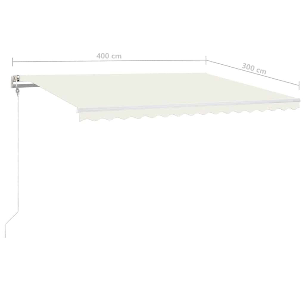 vidaXL Automatische Markise mit LED Windsensor 400x300 cm Creme