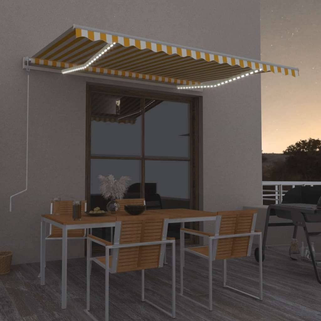 vidaXL Automatische Markise mit LED Windsensor 400x300 cm Gelb/Weiß