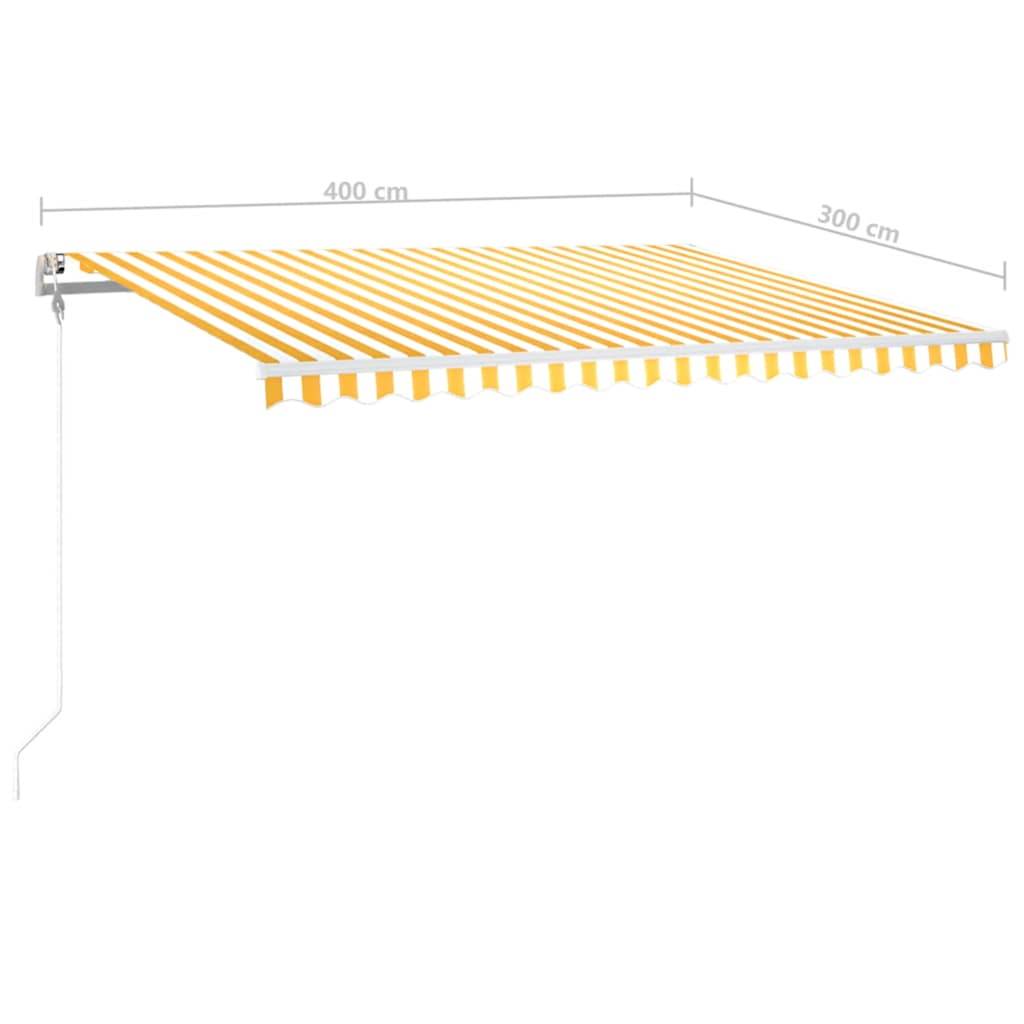 vidaXL Automatische Markise mit LED Windsensor 400x300 cm Gelb/Weiß