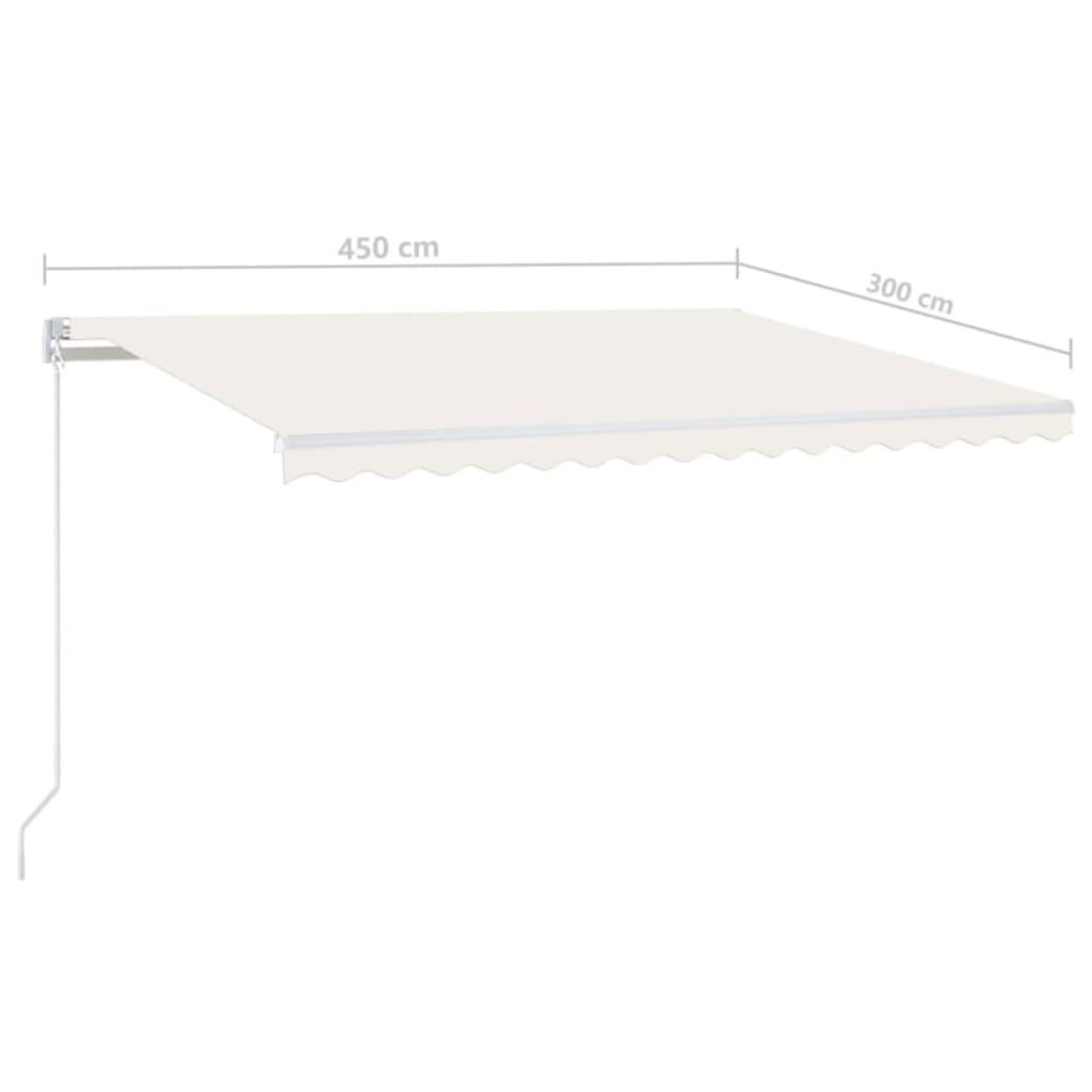 vidaXL Markise Manuell Einziehbar mit LED 450x300 cm Creme