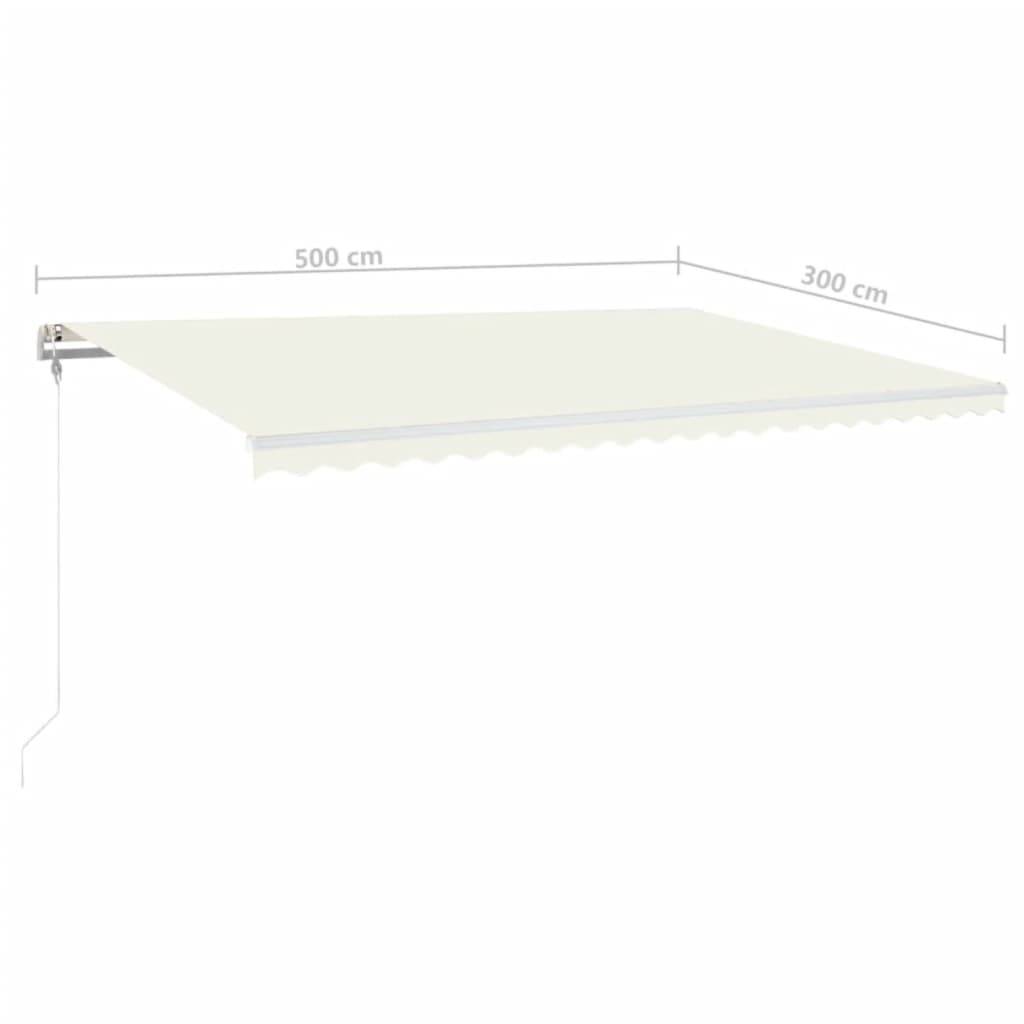 vidaXL Automatische Markise mit LED Windsensor 500x300 cm Creme