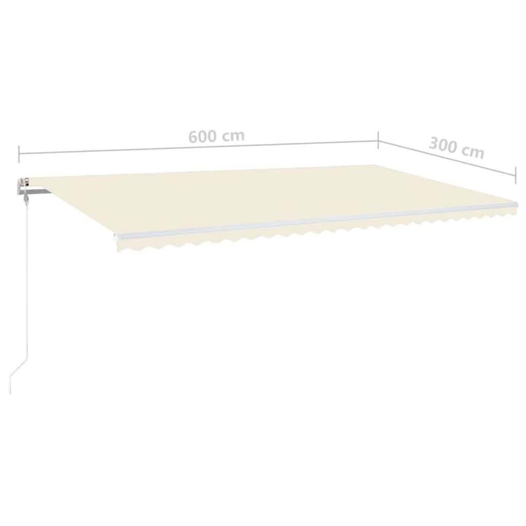 vidaXL Automatische Markise mit LED & Windsensor 600x300 cm Creme