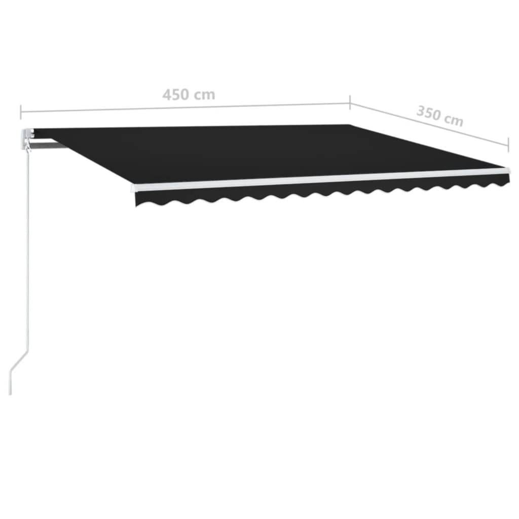 vidaXL Markise Manuell Einziehbar mit LED 450x350 cm Anthrazit
