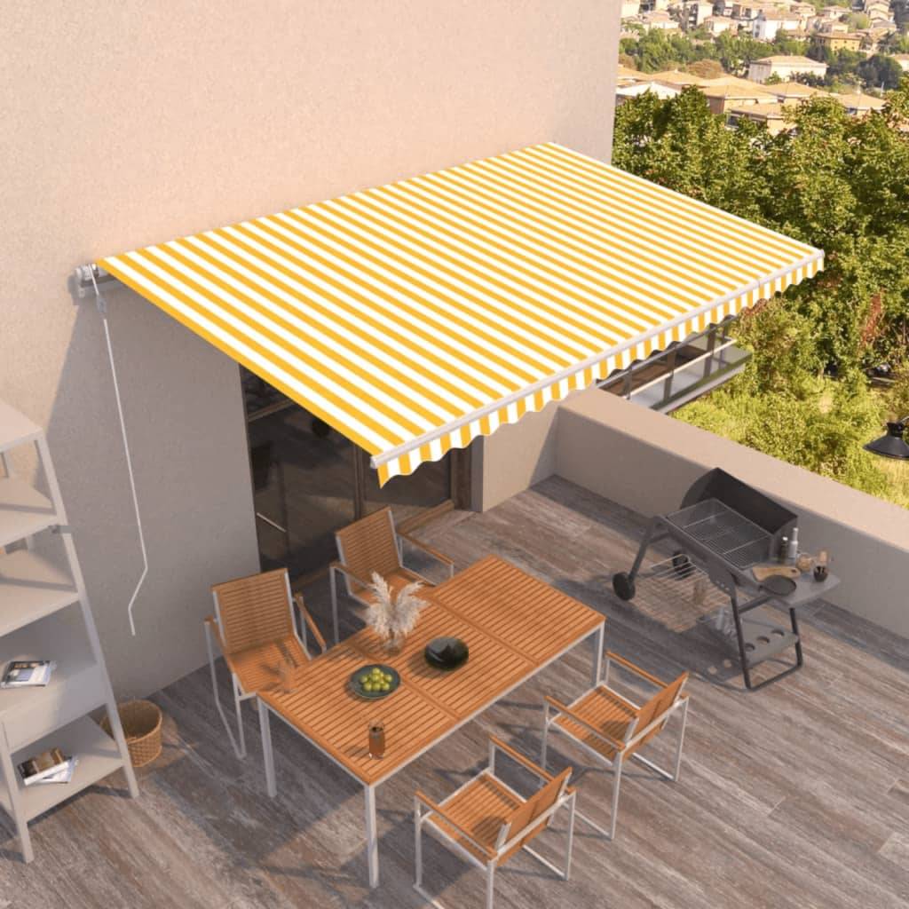 vidaXL Markise Automatisch Einziehbar 500x350 cm Gelb und Weiß
