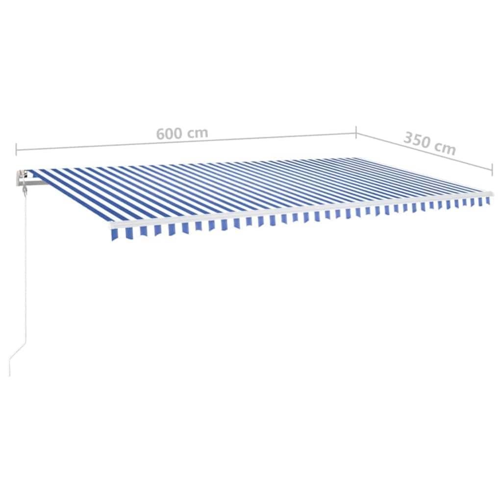 vidaXL Automatische Markise mit LED & Windsensor 600x350 Blau und Weiß